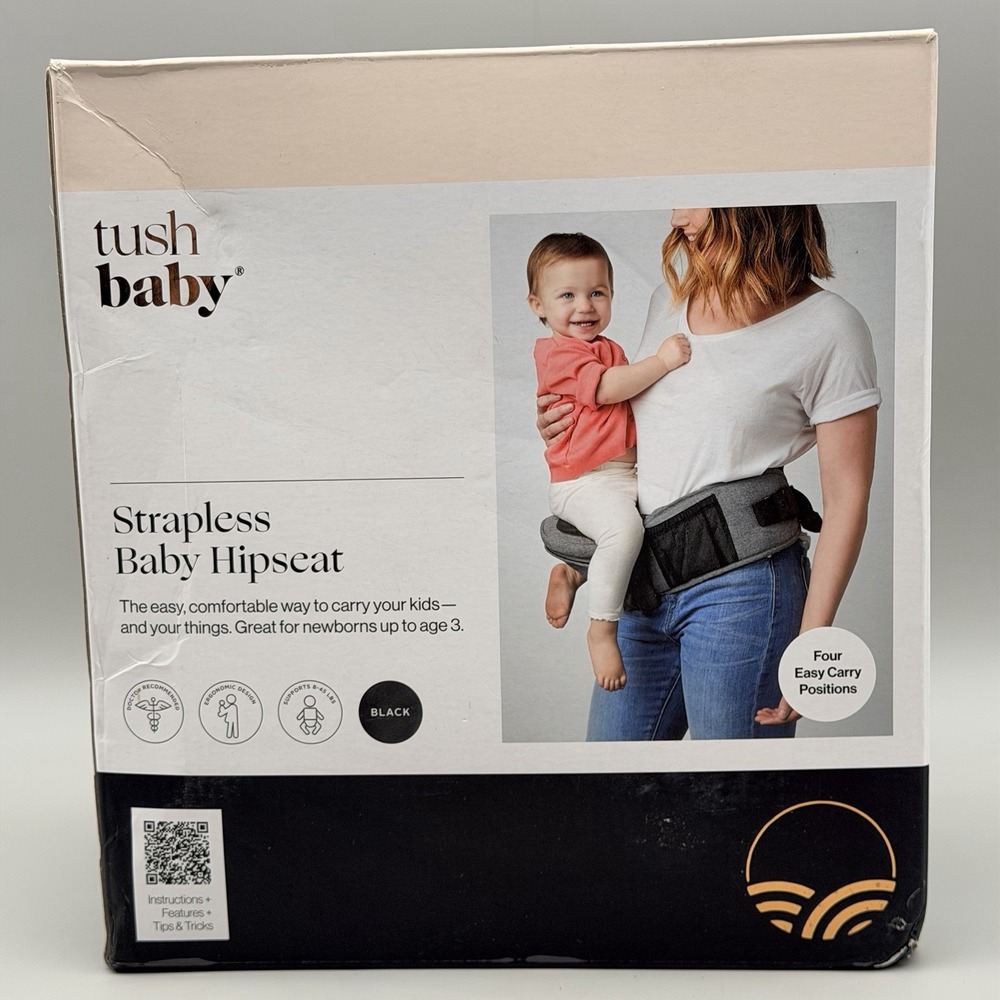 Tushbaby Strapless Baby Hipseat Carrier Black 8-45 lbs New Sealed Box